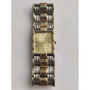 Vtg Waltham Watch XAX71 Men Gold Stainless Steel Rectangular Dial Japan Movement